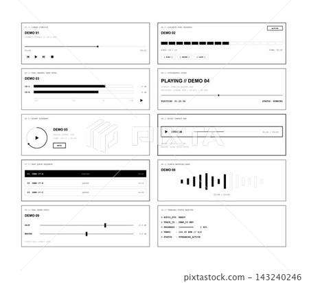 Audio player UI components set minimal sound widgets waveform sliders Audio player UI components set minimal sound widgets waveform sliders 143240246
