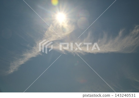 太陽躲在雲後面,夏日清晨的天空 太陽躲在雲後面,夏日清晨的天空 143240531