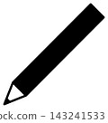 A simple monochrome icon of a pencil or pen. 143241533