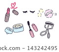 Handwritten-style stylish makeup tool set 143242495