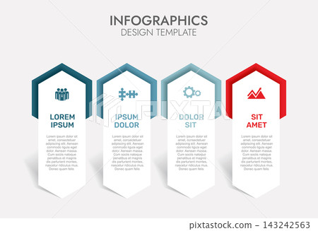 Modern business infographic design template with colorful numbered steps, and icons. Vector illustration. 143242563