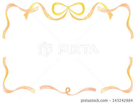 Stylish yellow ribbon frame, watercolor painting Stylish yellow ribbon frame, watercolor painting 143242984