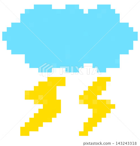 Pixel art thunderstorm cloud with lightning bolts png icon, 8-bit weather clip art element Pixel art thunderstorm cloud with lightning bolts png icon, 8-bit weather clip art element 143243318