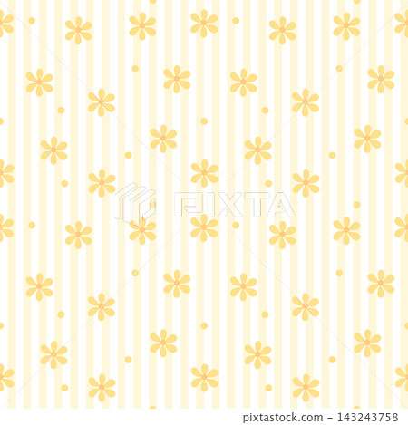 Yellow Daisy Floral Seamless Pattern with Soft Vertical Stripes Yellow Daisy Floral Seamless Pattern with Soft Vertical Stripes 143243758