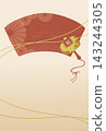 A Japanese-style New Year's card featuring a magic mallet and a fan. 143244305