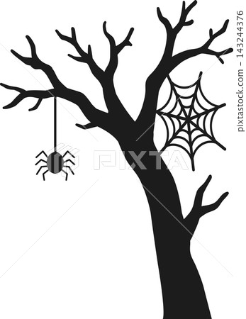 Halloween spider and tree silhouettes Halloween spider and tree silhouettes 143244376