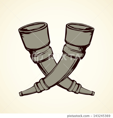 Horns. Vector drawing icon sign Horns. Vector drawing icon sign 143245369