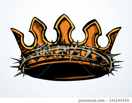 Precious golden crown with thorns. Vector drawing Precious golden crown with thorns. Vector drawing 143245459