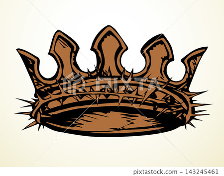 Precious golden crown with thorns. Vector drawing Precious golden crown with thorns. Vector drawing 143245461