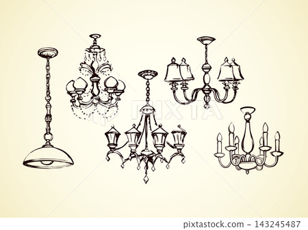 Chandelier. Vector drawing Chandelier. Vector drawing 143245487