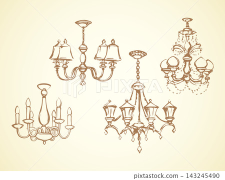 Chandelier. Vector drawing object icon Chandelier. Vector drawing object icon 143245490