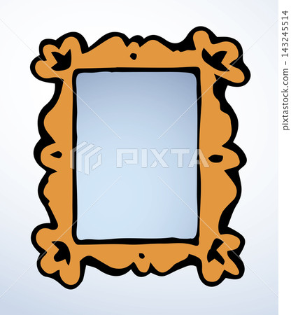 Framed mirror. Vector drawing icon Framed mirror. Vector drawing icon 143245514