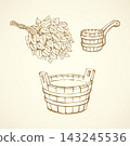 Wooden bowl. Vector drawing 143245536