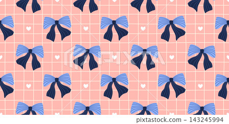 Seamless stripe ribbon and preppy bow gingham with christmas merry pattern. Background plaid illustration and tartan aop card with knot birthday design. Present cover diamond and wallpaper. Seamless stripe ribbon and preppy bow gingham with christmas merry pattern. Background plaid illustration and tartan aop card with knot birthday design. Present cover diamond and wallpaper. 143245994
