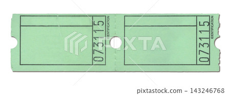 Green raffle ticket isolated on white Green raffle ticket isolated on white 143246768