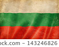 Old vintage flag of Bulgaria, worn and stained 143246826