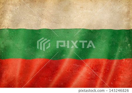 Old vintage flag of Bulgaria, worn and stained Old vintage flag of Bulgaria, worn and stained 143246826
