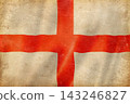 Old vintage flag of England, worn and stained 143246827