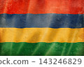 Old vintage flag of Mauritius, worn and stained 143246829
