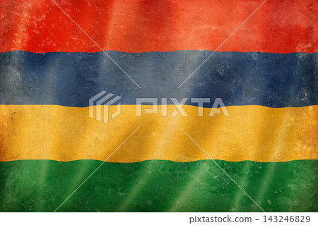 Old vintage flag of Mauritius, worn and stained Old vintage flag of Mauritius, worn and stained 143246829