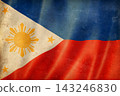 Old vintage flag of Philippines, worn and stained 143246830
