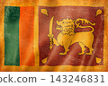 Old vintage flag of Sri Lanka, worn and stained 143246831