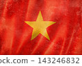 Old vintage flag of Vietnam, worn and stained 143246832