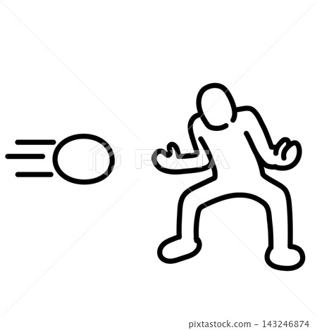 Stick figure series: A person blocking an incoming ball Stick figure series: A person blocking an incoming ball 143246874