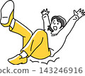 A woman falls and hits her bottom. 143246916