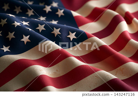 Modern design of antique patriotic flag composition with subtle folds and Modern design of antique patriotic flag composition with subtle folds and 143247116