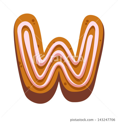 Cookie Letter W With Icing Cartoon Cookie Letter W With Icing Cartoon 143247706
