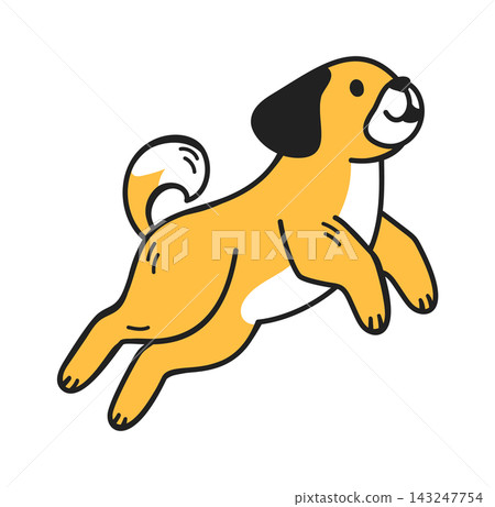 Dog Jumping Happy Mascot Cartoon 143247754