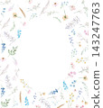 Watercolor floral frame with pastel wildflowers, isolated floral illustration for wedding stationery 143247763