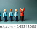 Job candidate gets a position. Reaching the front of the queue. Employment opportunity, recruitment and career progress. Hiring decisions, competition for vacancies and successful job placement. 143248068
