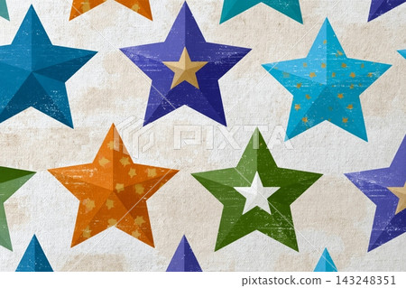 retro star ornament with worn textile texture and muted vintage color scheme, retro star ornament with worn textile texture and muted vintage color scheme, 143248351