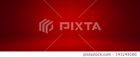 Gradient 3d abstract red background with dark studio wall. Limbo color floor and table light backdrop. Product display ground for modern presentation design. 143249160