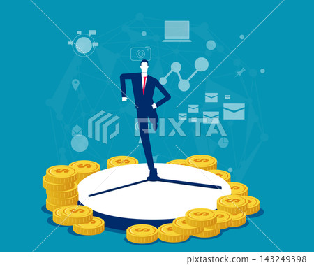 Time is Money. Businessman racing against time for money Time is Money. Businessman racing against time for money 143249398