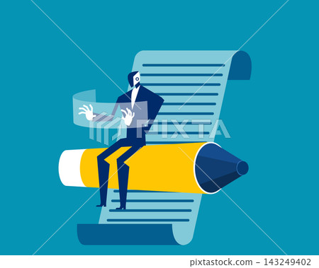 Tecnologyg  business marketing. AI robot sitting on pencil and finding investment 143249402