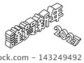 Isometric design 3D Happy New Year 2027 logo 143249492