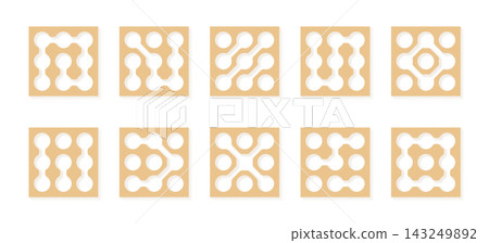 Organic abstract square frame element set with rounded cutouts Organic abstract square frame element set with rounded cutouts 143249892