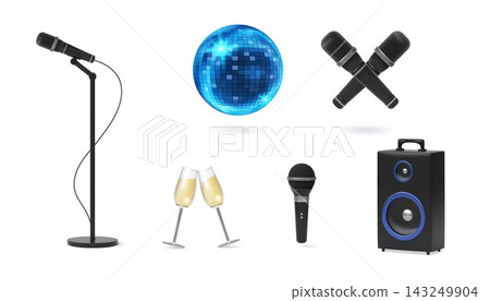 3D microphone element set for music and party audio design 3D microphone element set for music and party audio design 143249904