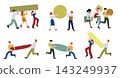 Teamwork teambuilding background set with people and shapes 143249937