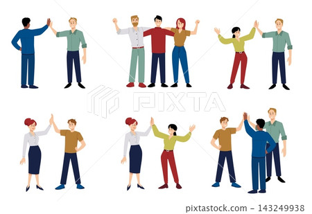 Team building teamwork vector character background set 143249938