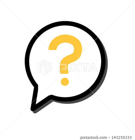 A white speech bubble with a yellow question mark inside; a simple icon representing a question or doubt; transparent PNG background. A white speech bubble with a yellow question mark inside; a simple icon representing a question or doubt; transparent PNG background. 143250153
