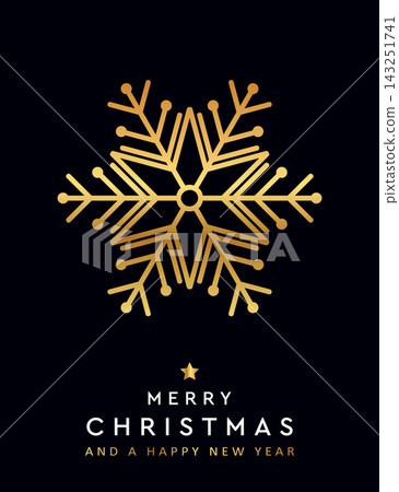 minimalistic christmas greeting card with snowflake vector illustration minimalistic christmas greeting card with snowflake vector illustration 143251741