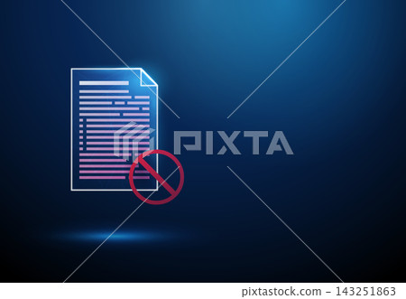 3D blue document and denied sign. Access denied, rejection, forbidden file, error warning, restriction, prohibition, unauthorized, block, stop, security concept 3D blue document and denied sign. Access denied, rejection, forbidden file, error warning, restriction, prohibition, unauthorized, block, stop, security concept 143251863