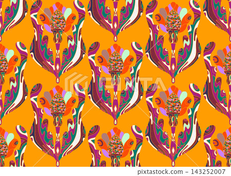 colorful pattern with abstract flowers 143252007