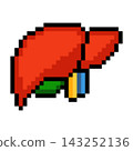 Pixel art human liver icon isolated on white background 143252136