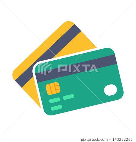 Colorful Payment Cards with Chip and Magnetic Stripe Illustration Colorful Payment Cards with Chip and Magnetic Stripe Illustration 143252295