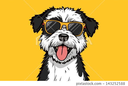 Cool Dog Wearing Yellow Sunglasses Vector Illustration Cool Dog Wearing Yellow Sunglasses Vector Illustration 143252588